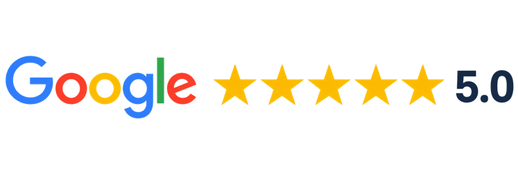 Google 5.0 rating with five stars