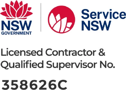 NSW Government Service NSW licensed contractor and qualified supervisor number 358626C